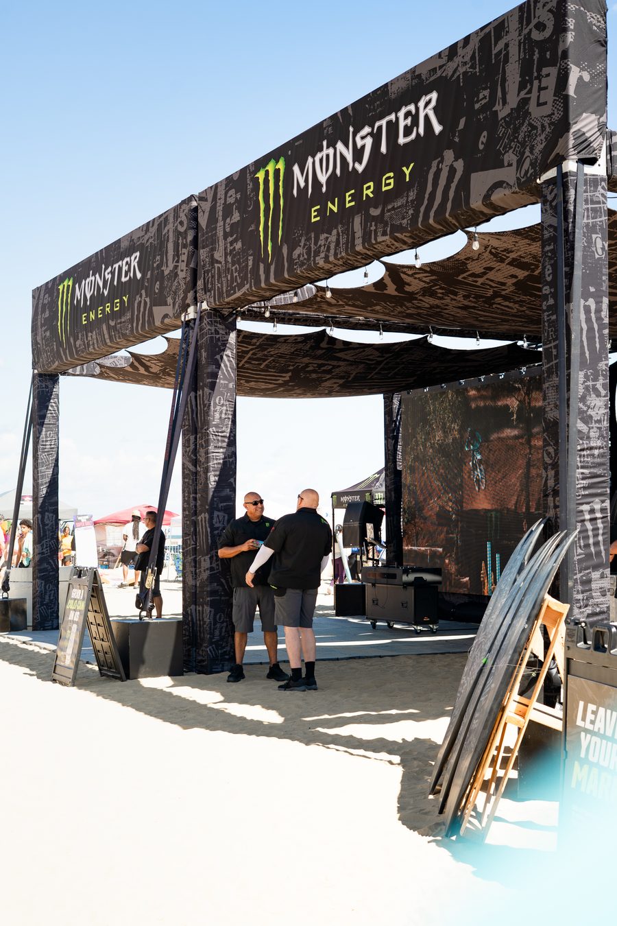 A sponsor pavilion set up along the boardwalk